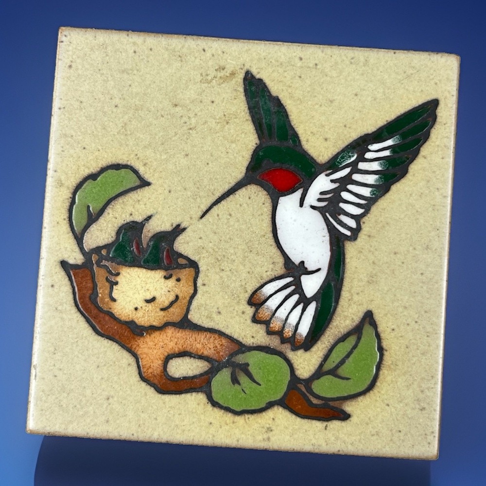 Cleo Teissedre Trivet Tile Native American Hummingbird Southwest Art Pottery
